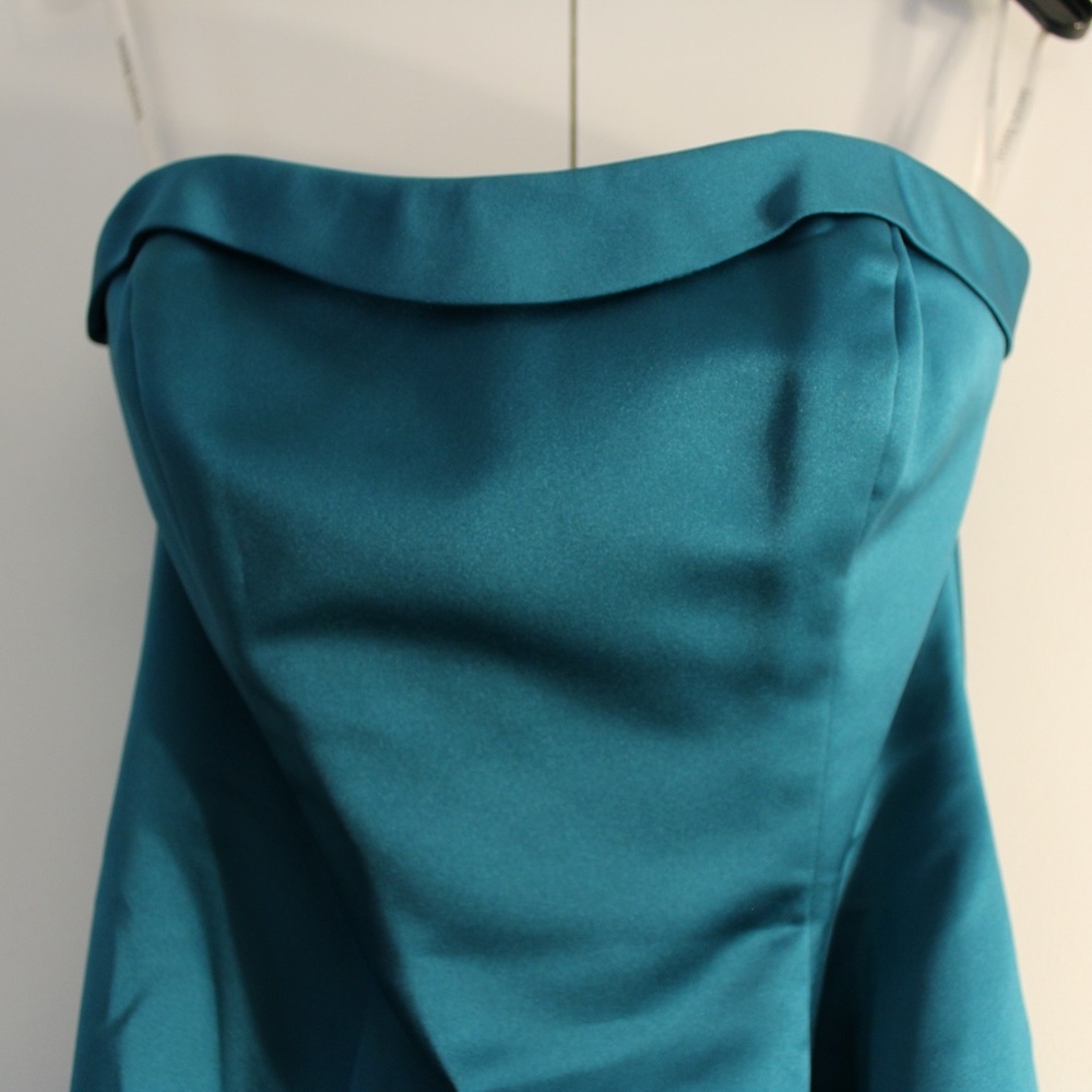 David's Bridal Teal Strapless Dress